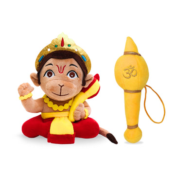 Mantra Chanting Baby Hanuman (Small) and Gada Rattle Combo