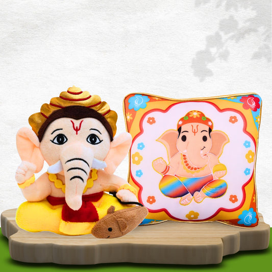 Small Baby Ganesha & Mantra Chanting Ganesha Pillow