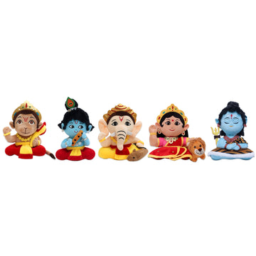 Mantra Chanting Baby Krishna, Baby Ganesha, Baby Hanuman, Devi Durga & Baby Shiva (Pack of 5)- Small