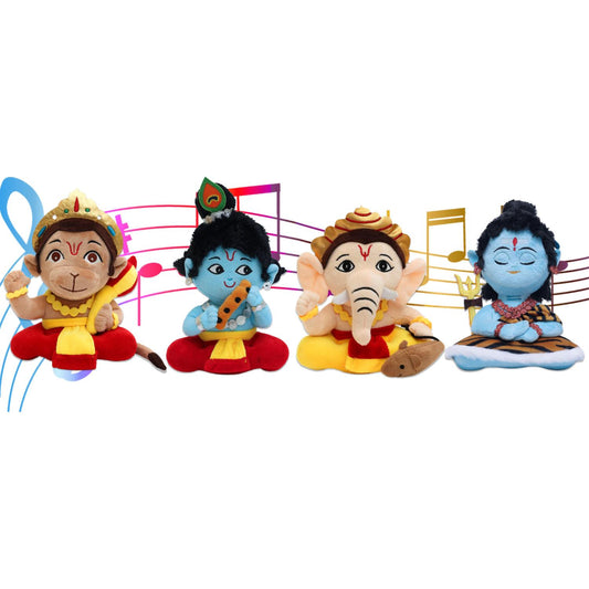 Mantra Chanting Baby Krishna , Baby Ganesha ,Baby Hanuman & Baby Shiva ( Pack of 4 )- Small