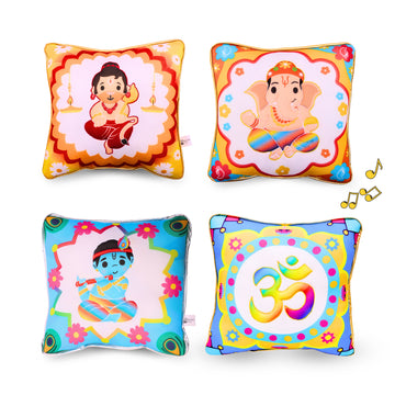 Mantra Chanting Divine Plush Pillow Bundle (Pack of 4)