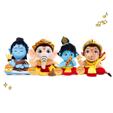 Mantra Chanting Baby Krishna , Baby Ganesha ,Baby Hanuman & Baby Shiva ( Pack of 4 )- Small