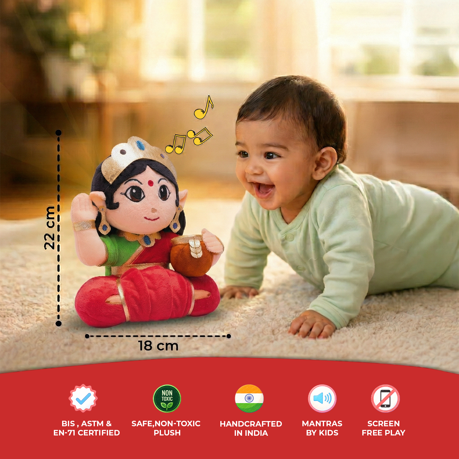 Mantra Chanting Devi Lakshmi Toy - Spiritual Kids Plush | Panda's Box