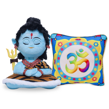 Small Baby Shiva & Universal Mantra Chanting Plush Pillow Combo