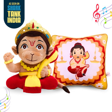 Mantra Chanting Baby Hanuman (Small) & Hanuman Mantra Chanting Plush Pillow