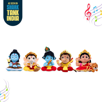 Mantra Chanting Baby Krishna, Baby Ganesha, Baby Hanuman, Devi Durga & Baby Shiva (Pack of 5)- Small