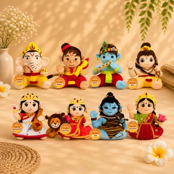 Mantra Chanting Baby Hanuman, Baby Rama, Baby Ganesha, Baby Shiva, Devi Saraswati, Devi Lakshmi, Devi Durga & Baby Krishna (Pack of 8)
