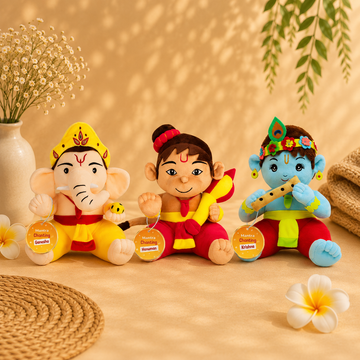 Mantra Chanting Baby Krishna, Baby Ganesha & Baby Hanuman (Pack of 3)- Medium
