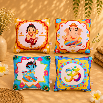 Mantra Chanting Divine Plush Pillow Bundle (Pack of 4)