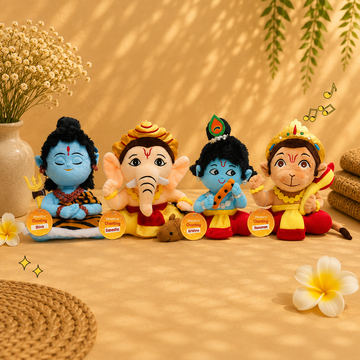Mantra Chanting Baby Krishna , Baby Ganesha ,Baby Hanuman & Baby Shiva ( Pack of 4 )- Small
