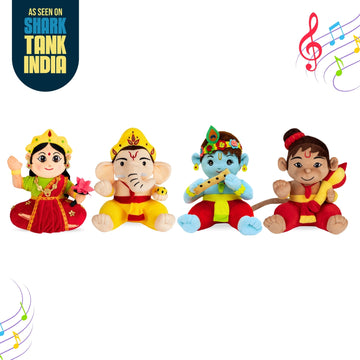 Mantra Chanting Baby Krishna, Devi Lakshmi, Baby Ganesha & Baby Hanuman (Pack of 4)