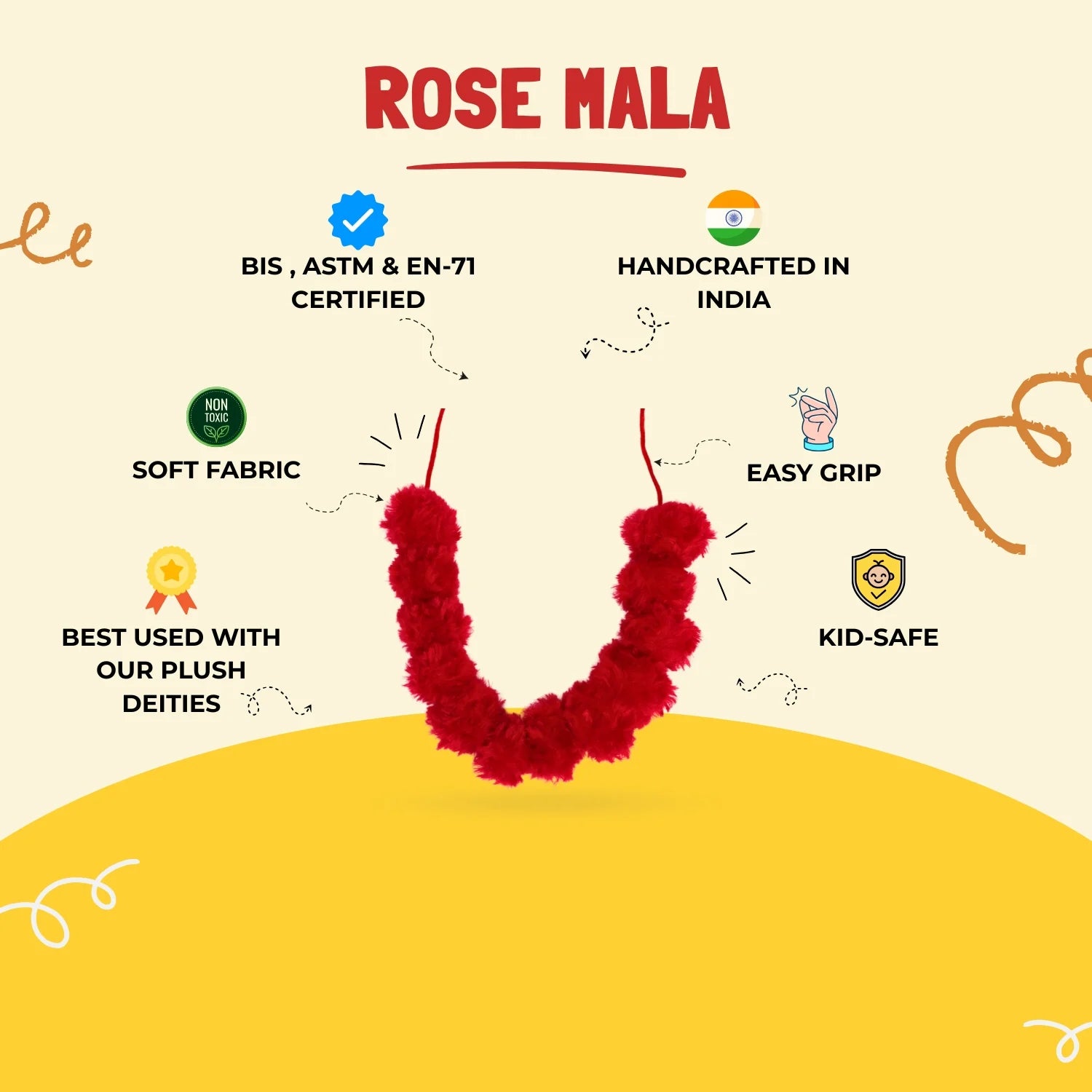 Fragrant Rose Plush Mala Features