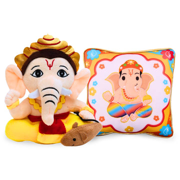 Small Baby Ganesha & Mantra Chanting Ganesha Pillow