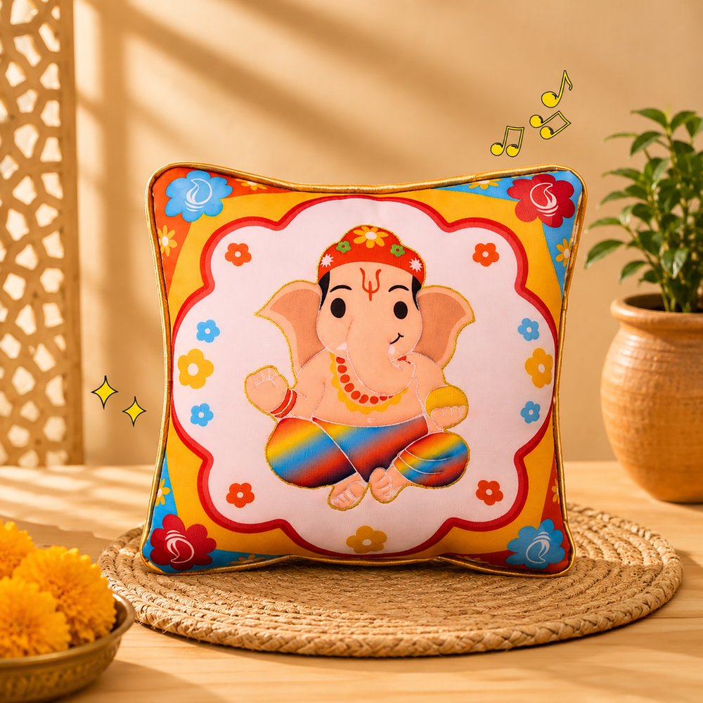Ganesha Mantra Chanting Plush Pillow (25 cms)