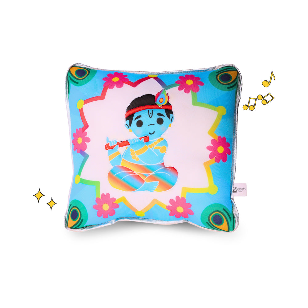 Krishna Mantra Chanting Plush Pillow ( 25 cms)
