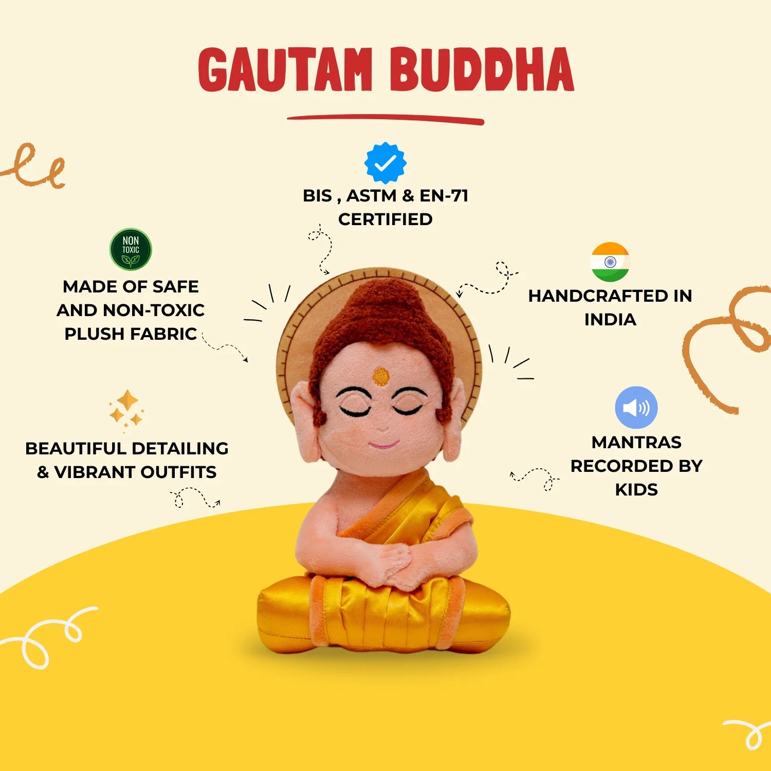 Gautam Buddha Plush Toys Features