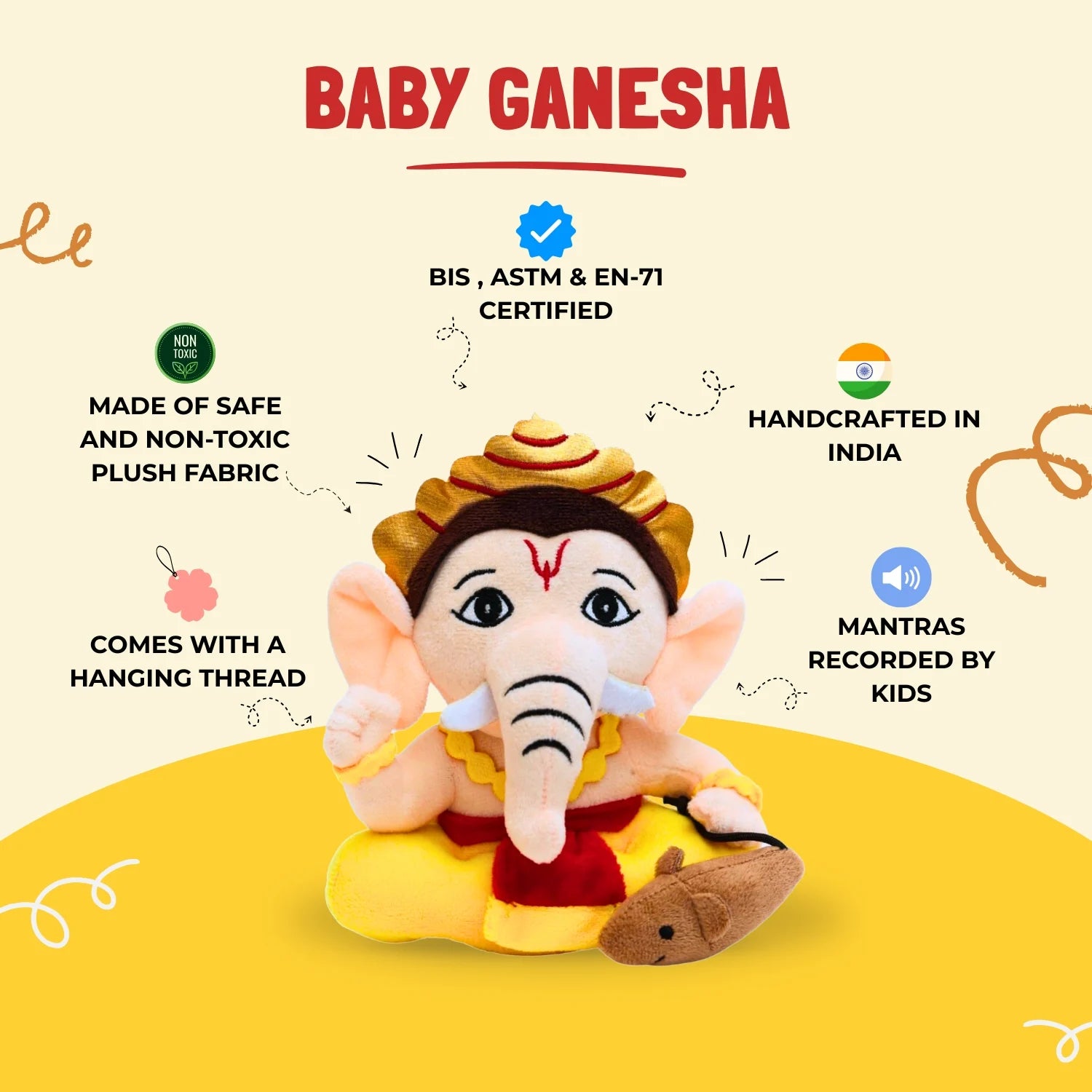 Lord Ganesha Plush Toy Features