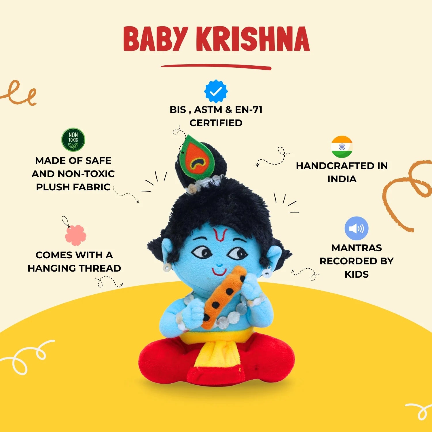 Baby Krishna Plush Toy Features
