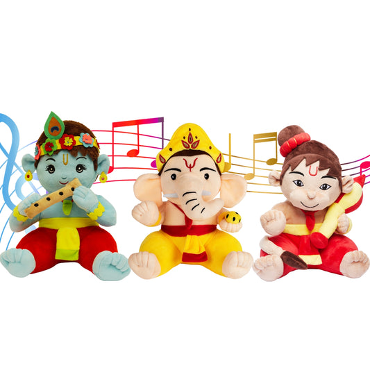 Mantra Chanting Baby Krishna, Baby Ganesha & Baby Hanuman (Pack of 3)- Medium