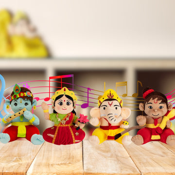 Mantra Chanting Baby Krishna, Devi Lakshmi, Baby Ganesha & Baby Hanuman (Pack of 4)