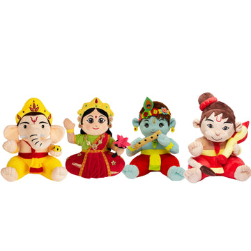 Mantra Chanting Baby Krishna, Devi Lakshmi, Baby Ganesha & Baby Hanuman (Pack of 4)