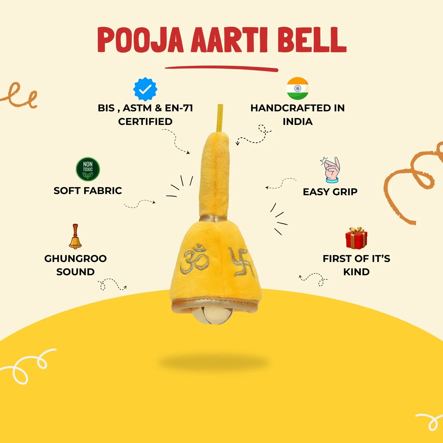 Pooja Aarti Bell Plush Toys Features