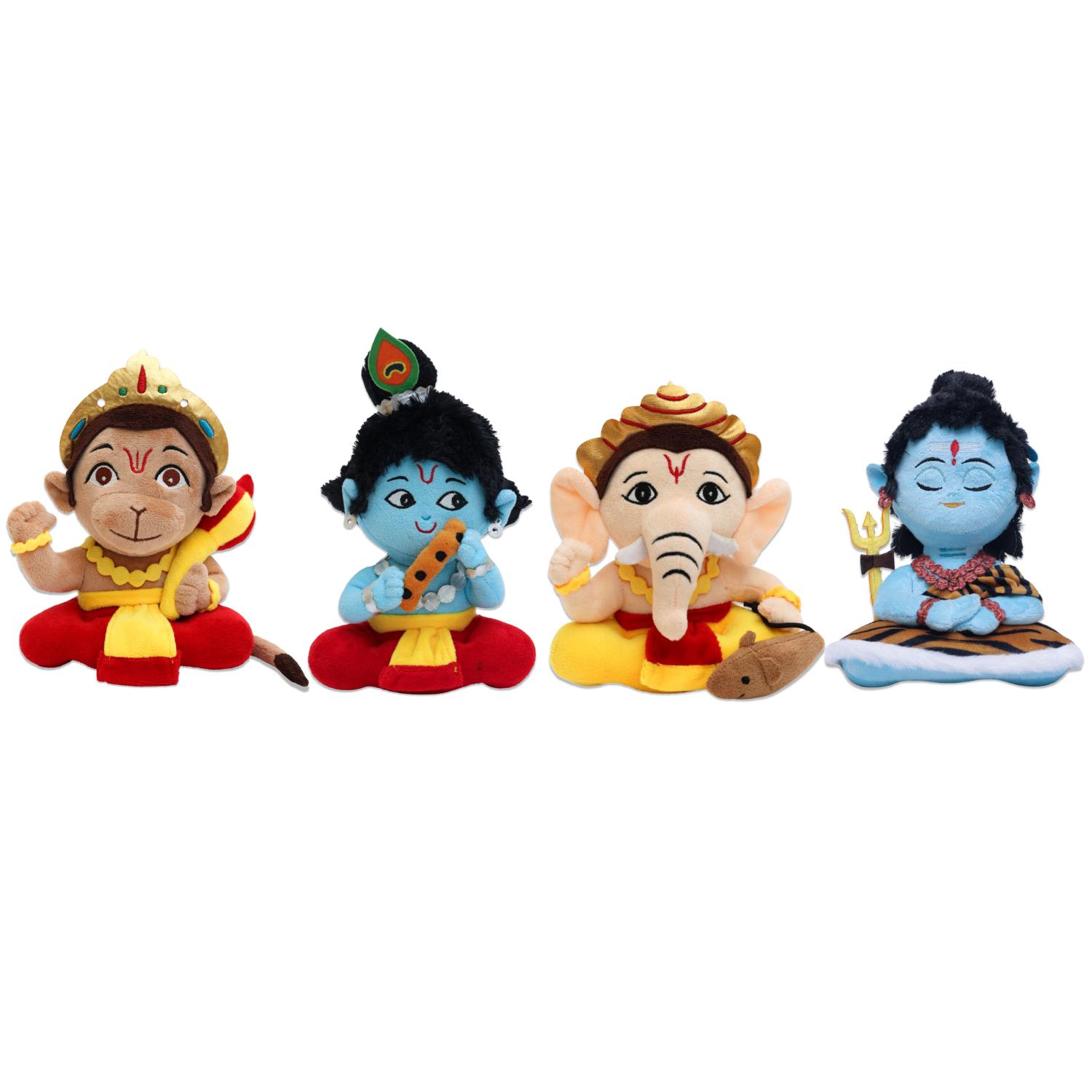 Mantra Chanting Baby Krishna , Baby Ganesha ,Baby Hanuman & Baby Shiva ( Pack of 4 )- Small