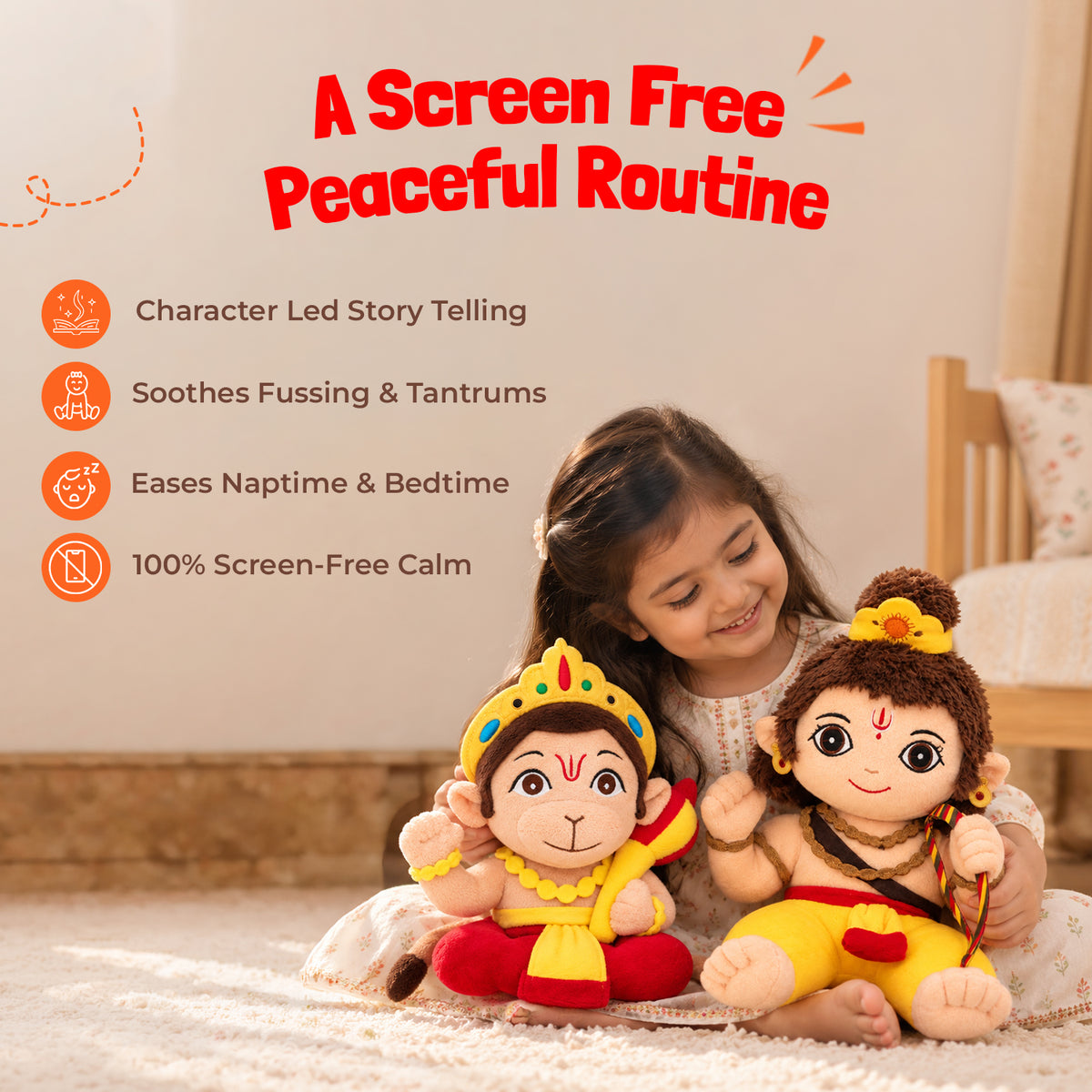 Mantra Chanting Baby Rama (Medium) & Baby Hanuman (Small) Combo