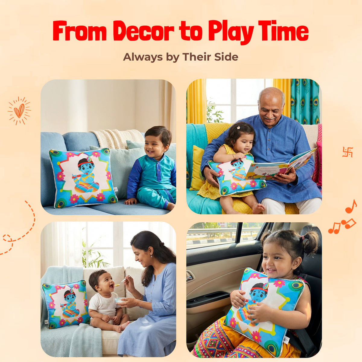 Krishna Mantra Chanting Plush Pillow - image 6