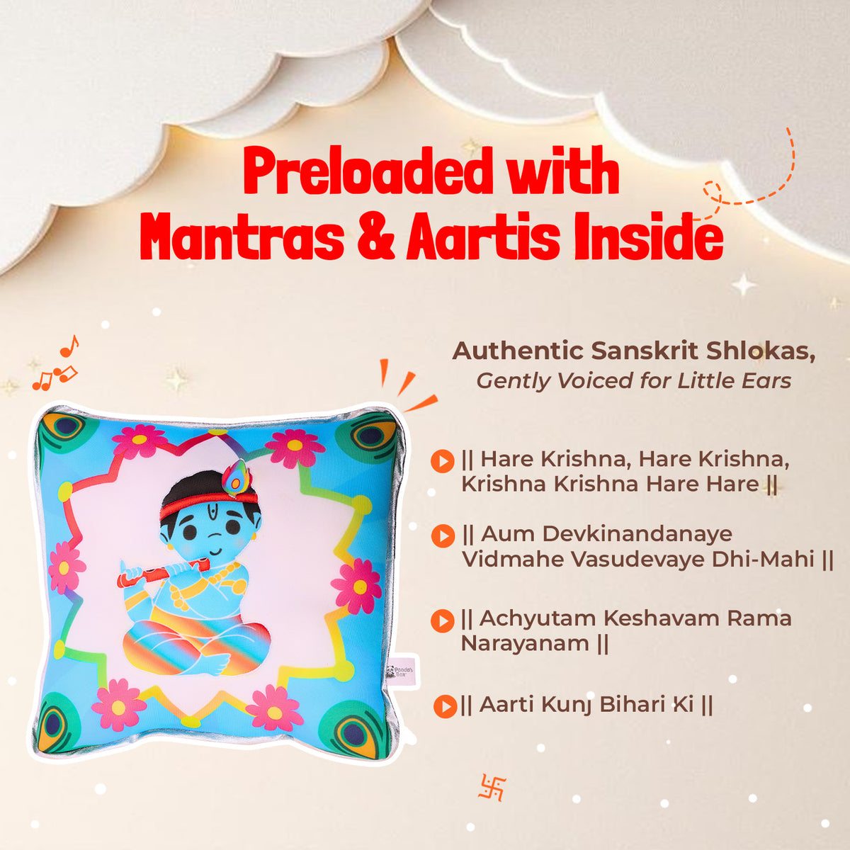 Krishna Mantra Chanting Plush Pillow - image 4