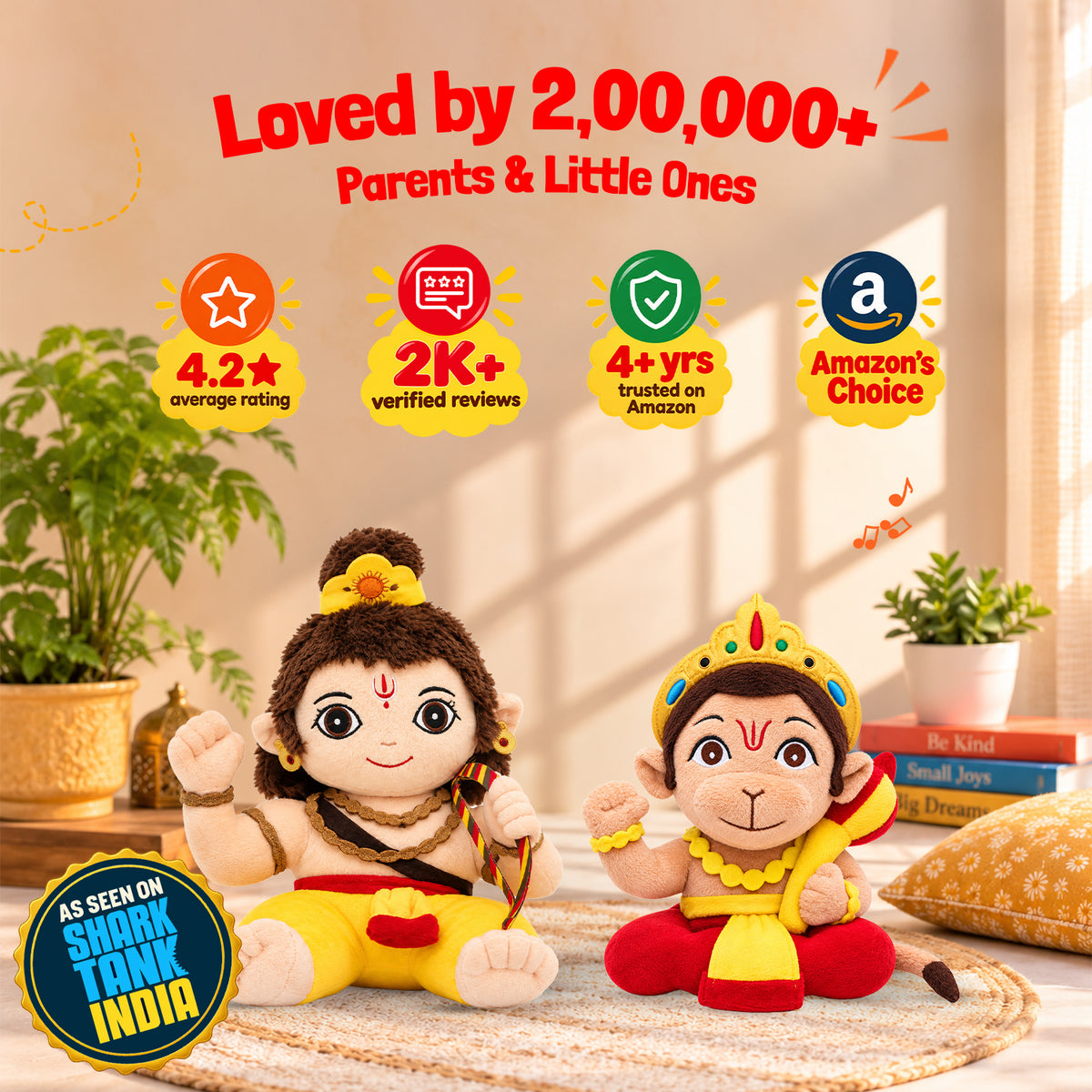 Mantra Chanting Baby Rama (Medium) & Baby Hanuman (Small) Combo
