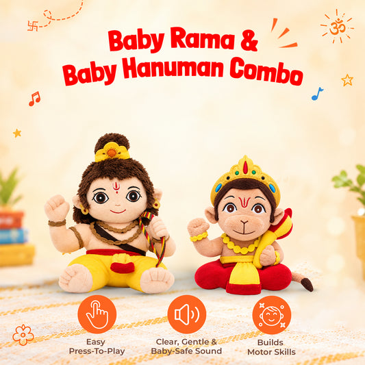 Mantra Chanting Baby Rama (Medium) & Baby Hanuman (Small) Combo