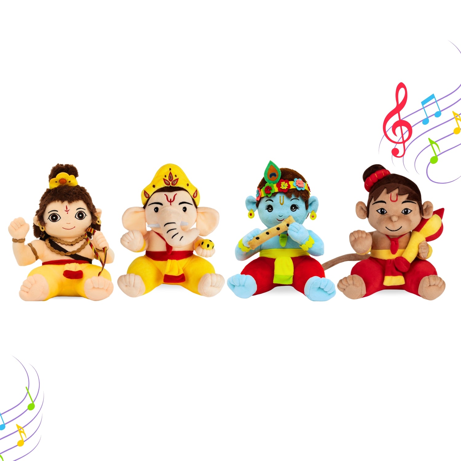 Mantra Chanting Baby Ganesha, Baby Krishna, Baby Hanuman & Baby Rama (Pack of 4)