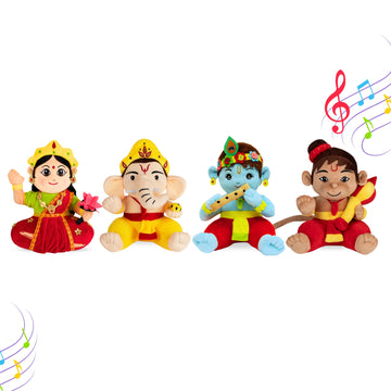 Mantra Chanting Baby Krishna, Devi Lakshmi, Baby Ganesha & Baby Hanuman (Pack of 4)
