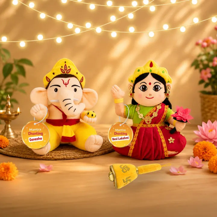 Devi Lakshmi + Ganesha (Medium) + Aarti Bell