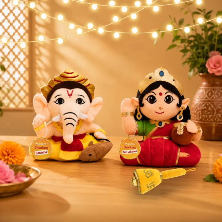 Devi Lakshmi + Ganesha (Small) + Aarti Bell