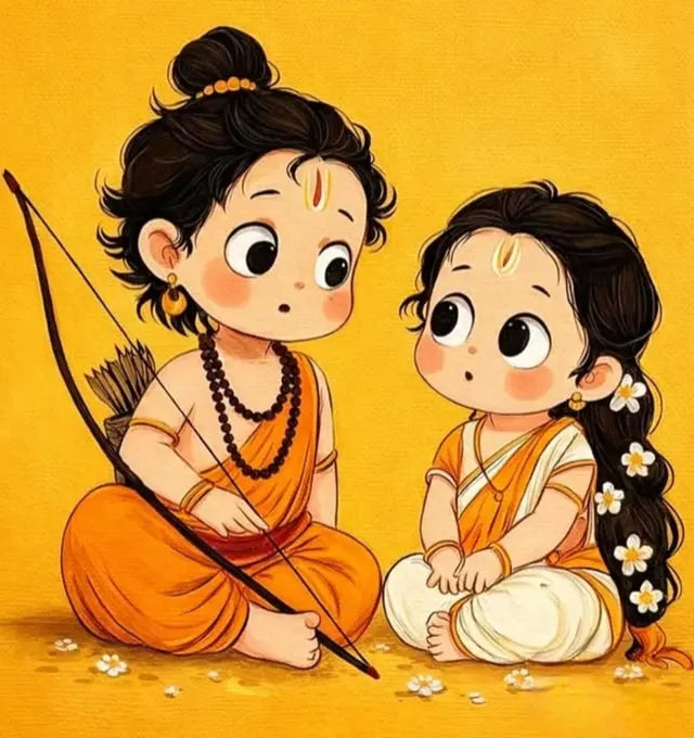 Little Rama and Sita sitting together